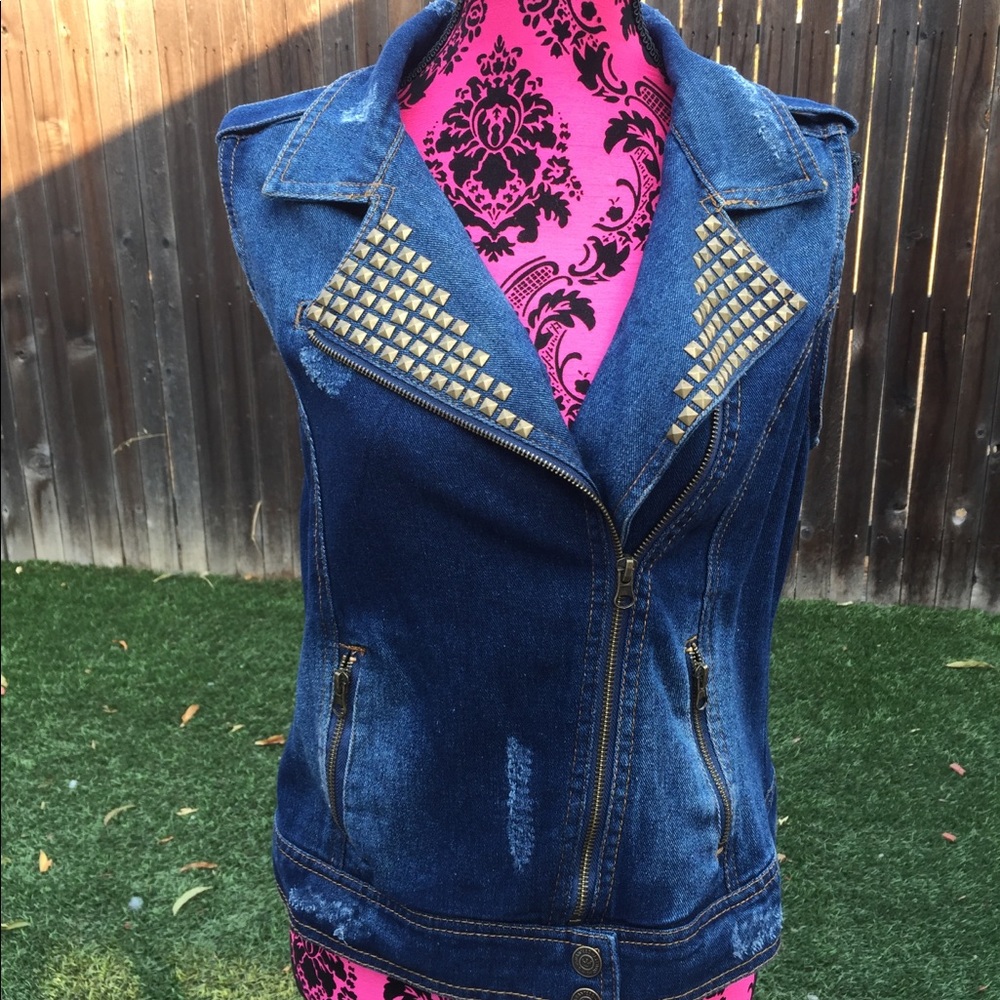 Dolled up distress Denim vest